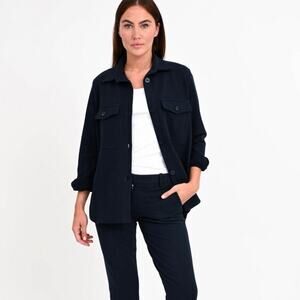 CIRCOLO 1901 Women's Cotton Overshirt Shirt Jacket Navy, Size 40/US 4/X-Small
